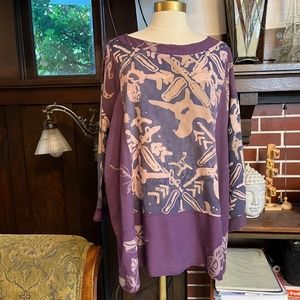 Vintage Kusnadi Art Pattern Print Rayon Loose Fit Tunic, Size ~12